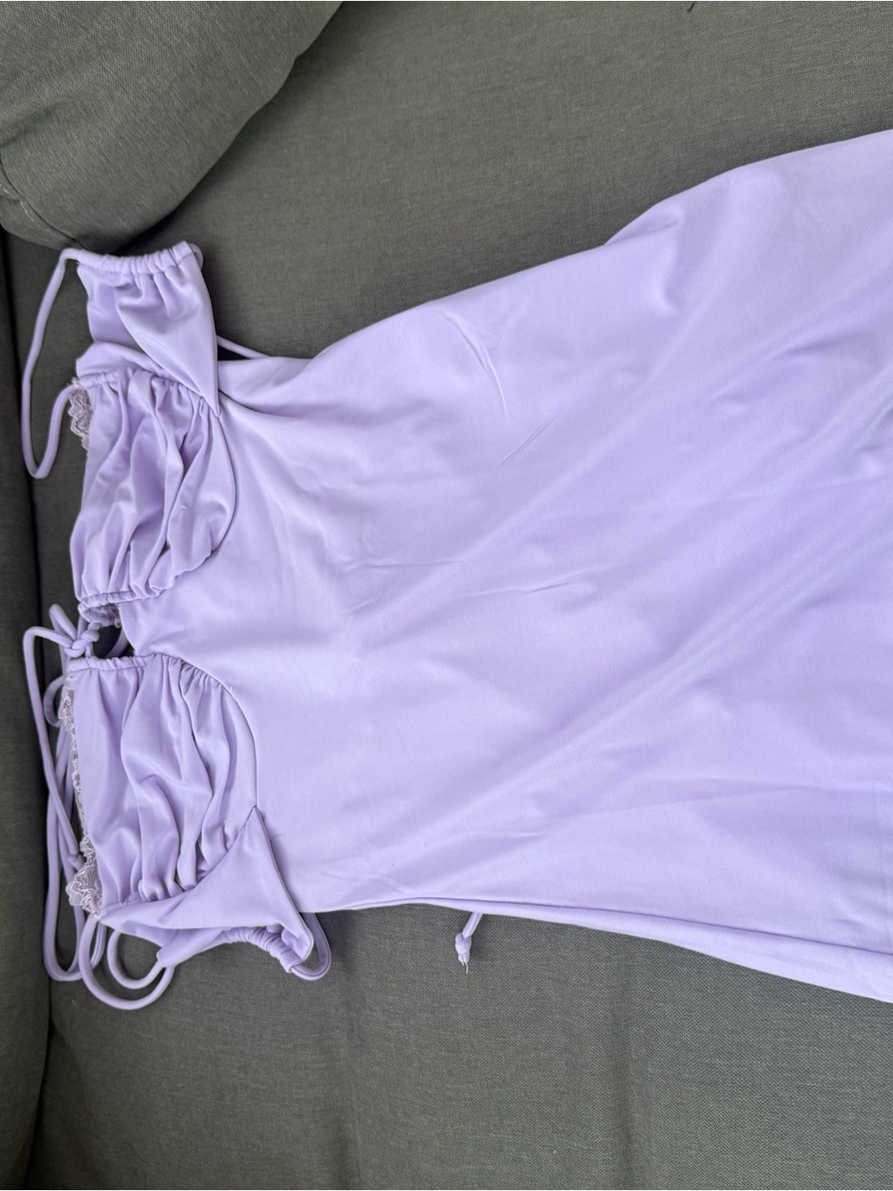Fashion Nova Lavender Satin Lace-Trim Chemise